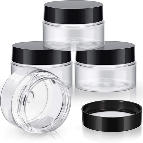SATINIOR 6 Pack 1 oz Plastic Jars Containers with Lids Wide Mouth Refillable Leakproof Reusable Round Empty Jars for Travel Cosmetic Dry Food Spic...